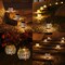 Solar Lantern Lights, 2 Pack Outdoor LED Hanging Lantern Lights with Star Projection, Warm White Solar Garden Lighting Retro Table Lanterns Light Waterproof for Garden Patio Courtyard Path